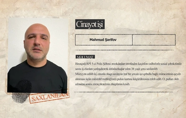 Sosial şəbəkələrdə işə qəbulla bağlı saxta elanlar paylaşan şəxs saxlanılıb