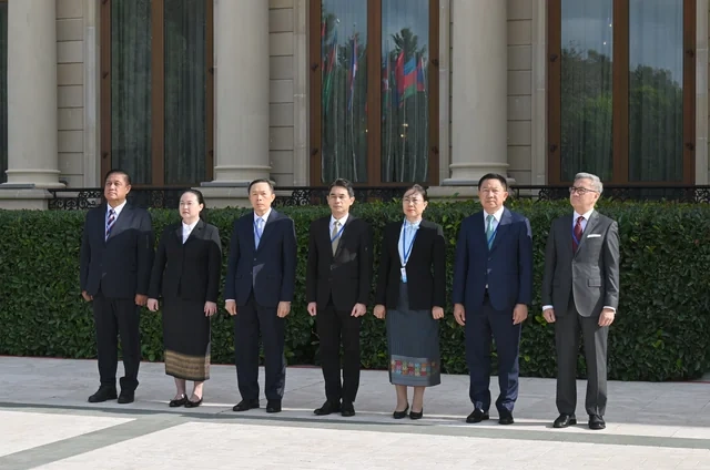 Laos prezidentinin Bakıda rəsmi qarşılanma mərasimi olub - Foto
