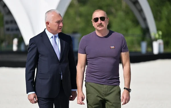 Prezident İlham Əliyev Laçında "Həkəriçay" su anbarının təməlini qoyub - FOTO