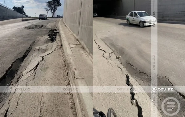 Sabunçu tunelində yol ÇÖKDÜ, təhlükəli vəziyyət yarandı - VİDEO