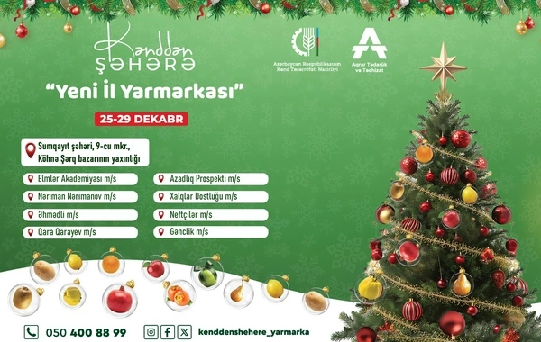 Sabahdan Bakı və Sumqayıtın müxtəlif ərazilərində "Kənddən Şəhərə" Yeni il yarmarkaları fəaliyyətə başlayır