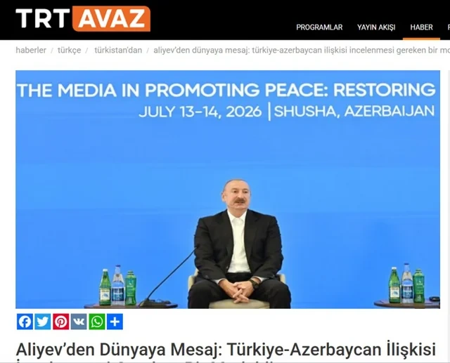 Azərbaycan Prezidentinin IV Şuşa Qlobal Media Forumundakı çıxışı Türkiyə mediasının diqqət mərkəzindədir - FOTO
