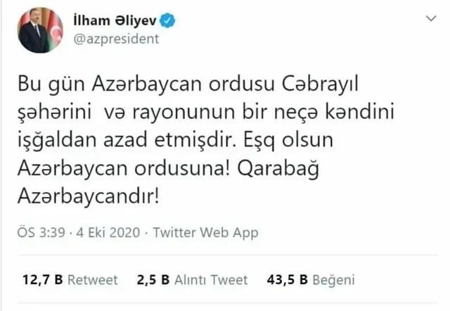 Vətən müharibəsinin səkkizinci günü - Cəbrayıl şəhəri işğaldan azad edilir