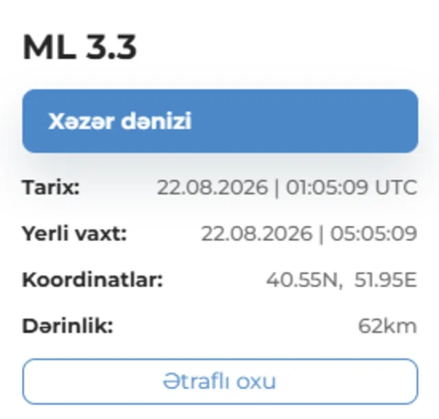Xəzərdə zəlzələ oldu - FOTO