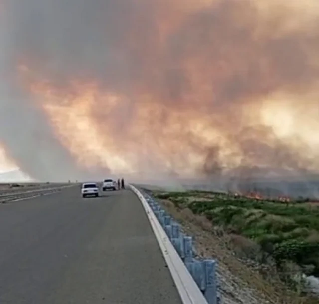 Sarıcalı kəndi yaxınlığında açıq ərazidə YANĞIN BAŞLAYIB - FOTO