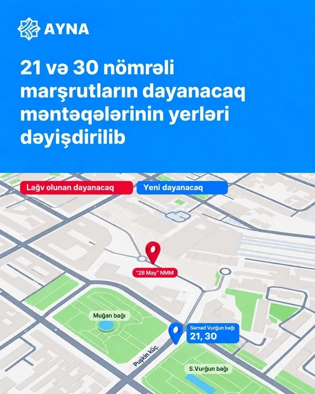 Sərnişinlərin nəzərinə: Bakıda bəzi marşrutların dayanacaqları dəyişdirildi - FOTO