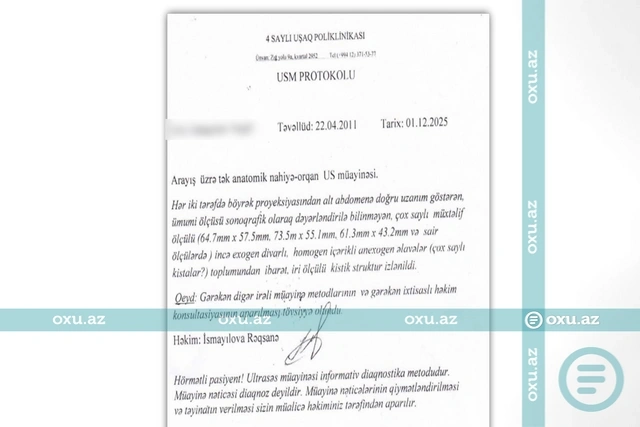 Anaya uşağın sağlam, ataya isə xəstə olduğu barədə arayışlar verilib - Poliklinikaya CİDDİ İTTİHAM