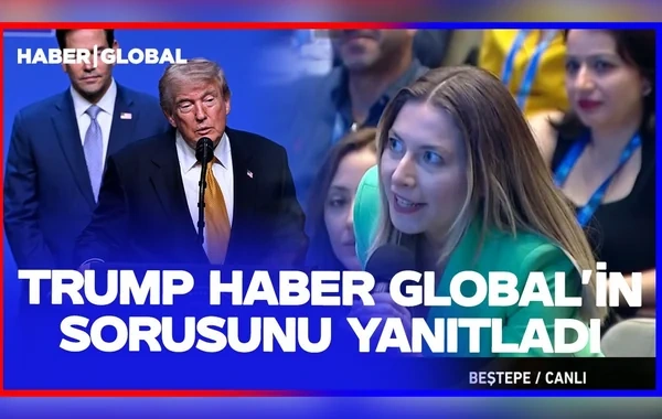 Tramp "Haber Global" telekanalının jurnalistinin sualını cavablandırdı - VİDEO