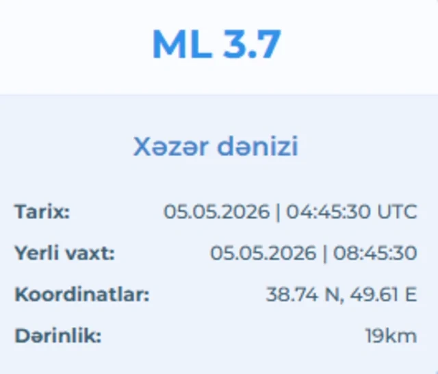 Xəzər dənizində zəlzələ olub - FOTO