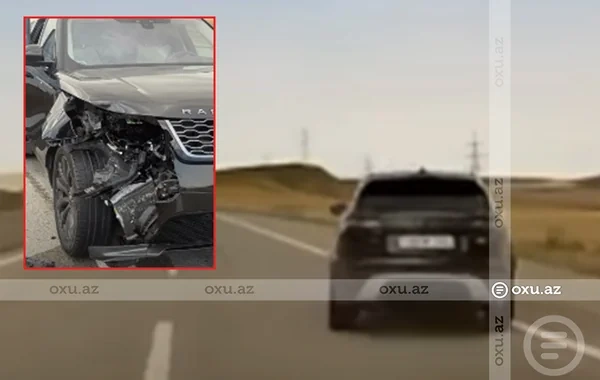 Bakı-Şamaxı yolunda DƏHŞƏT: Qarşıdan gələn avtomobilin təkəri çıxaraq "Range Rover"ə çırpıldı - ANBAAN VİDEO