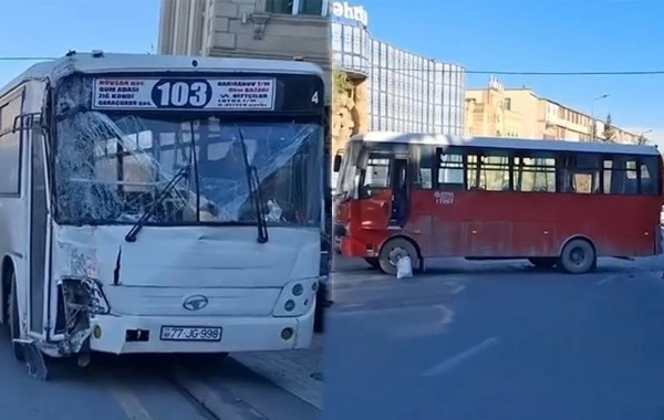 Bakıda zəncirvari qəzada üç avtobus toqquşdu