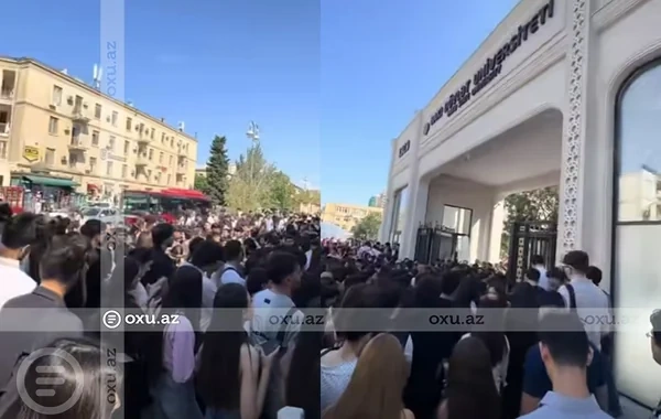 Bakı Dövlət Universitetinin giriş qapısında izdiham yarandı - VİDEO