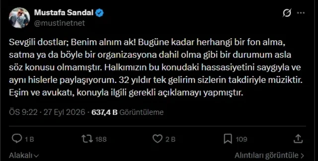 Mustafa Sandaldan 11 milyardlıq qalmaqalla bağlı AÇIQLAMA - FOTO