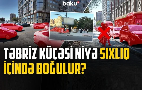 Təbriz küçəsində mübahisəli dəyişiklik: Səkiyə yer tapıldı, avtomobillərə yox? - VİDEO