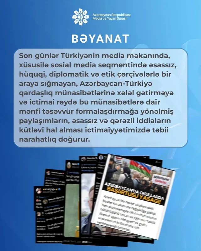 Media və Yayım Şurasından Türkiyədə ölkəmizə qarşı kampaniya ilə bağlı BƏYANAT - FOTO