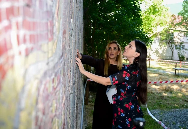 Leyla Əliyeva Şəkidəki Məhəmməd Füzuli adına parkda görülən işlərlə tanış olub - FOTO