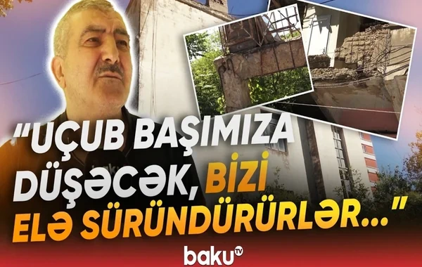 "Hər an uçub başımıza düşə bilər" - Paytaxtda yaşayış binası qəzalı vəziyyətdədir  - VİDEO