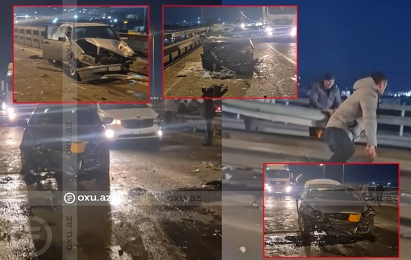 Kənar Dairəvi yolda zəncirvari QƏZA: Səkkiz avtomobil TOQQUŞDU