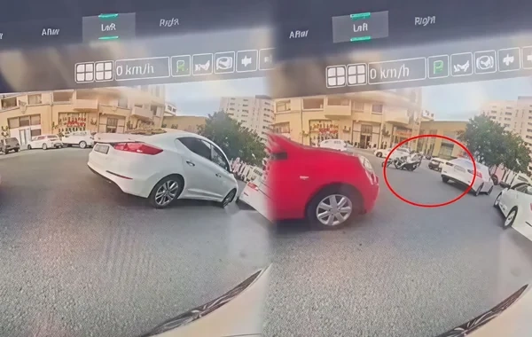 Bakının Bakıxanov qəsəbəsində əks yola çıxan sürücü qəza törətdi - VİDEO
