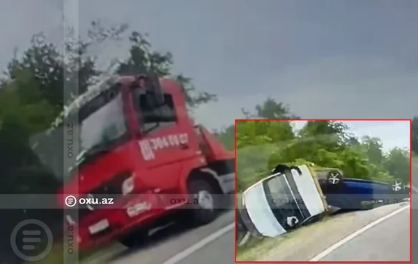 Şamaxı-İsmayıllı yolunda QƏZA: Maşın aparan evakuator aşdı  - VİDEO