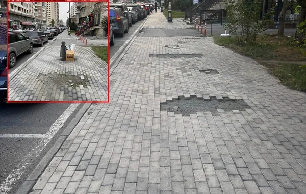 Xətai rayonunda səkidə olan zibil qabları yığışdırılıb - Səbəbi AÇIQLANDI