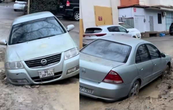 Binəqədidə avtomobil dövlət qurumunun qazdığı ÇUXURA DÜŞÜB