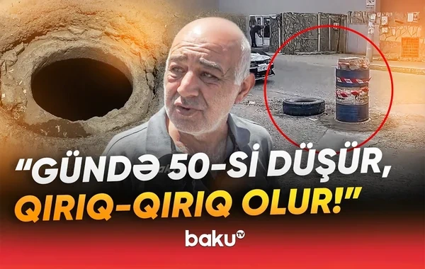 Masazırda sürücülər faciənin bir addımlığında: "Avtomobillər quyuya düşür" - VİDEO