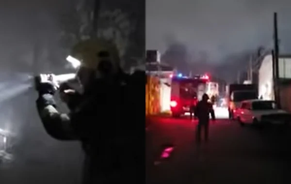 Abşeronda güclü yanğın: Əməliyyat görüntüləri - Video