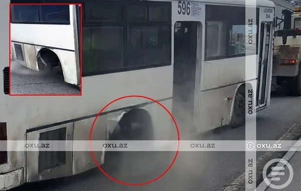 "Sulutəpə dairəsi"ndə TƏHLÜKƏLİ ANLAR: Sərnişin avtobusu təkərsiz idarə olundu - VİDEO