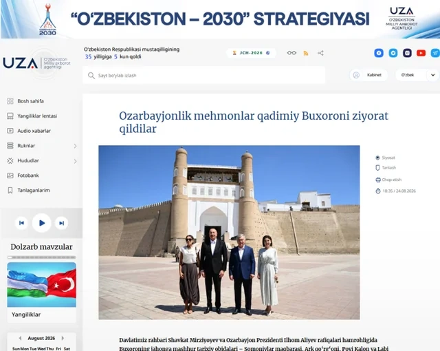 Özbəkistan mətbuatı Azərbaycan Prezidentinin dövlət səfərinin nəticələrini geniş işıqlandırıb - FOTO