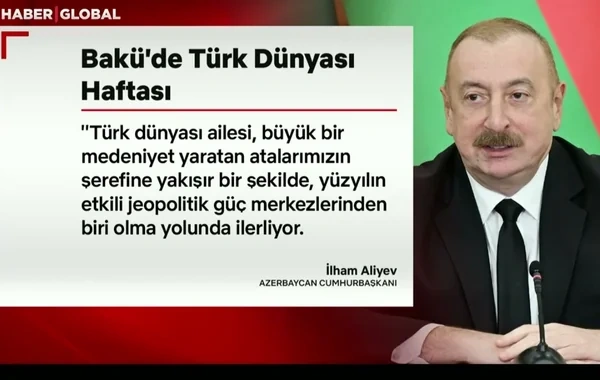 İlham Əliyev: "Türk dünyası nüfuzlu geosiyasi güc mərkəzlərindən birinə çevrilir" - "Haber Global"ın süjeti