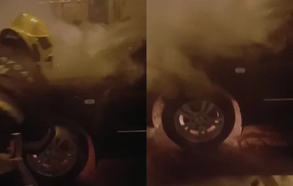 Bakıda "Hyundai" alışıb yandı - VİDEO