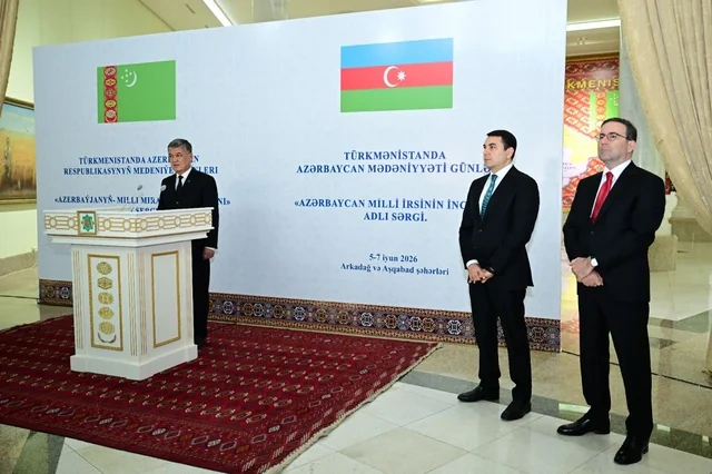 Türkmənistan Dövlət Təsviri Sənət Muzeyində "Azərbaycan milli irsinin inciləri" adlı sərginin açılışı keçirilib - FOTO