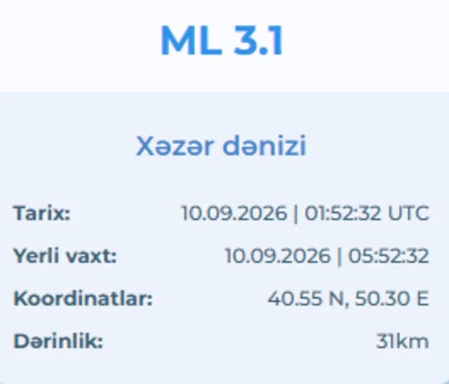 Xəzərdə zəlzələ oldu - FOTO