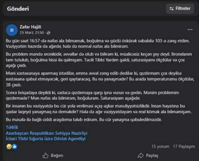 "Qarabağ"ın tanınmış azarkeşi Zəfər Hacılı vəfat etdi - Son paylaşımı diqqət çəkir - FOTO