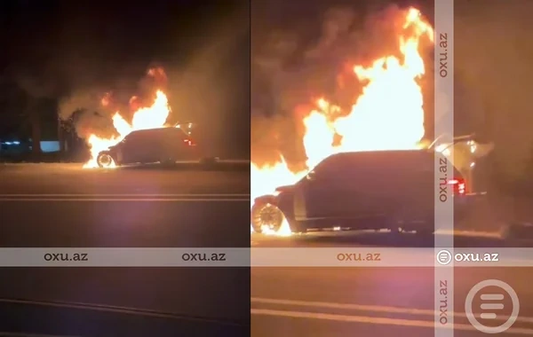 Muğanlı-İsmayıllı yolunda "Range Rover" yanıb - VİDEO