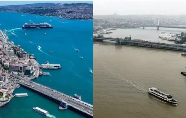Türkiyə paytaxtında güclü yağışlar: İstanbul boğazının rəngi dəyişdi - Foto/Video