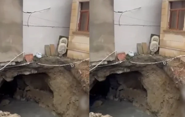 Bakıda torpaq çökdü: Evlər üçün təhlükə yarandı - VİDEO