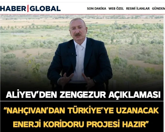 İlham Əliyevin Zəngəzur dəhlizi ilə bağlı fikirləri Türkiyə mediasının diqqət mərkəzindədir - FOTO