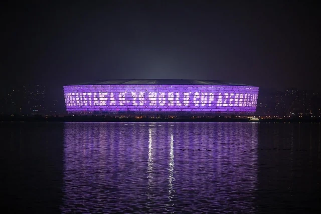 Qız Qalası və Bakı Olimpiya Stadionu FIFA-nın rənglərinə büründü - Foto