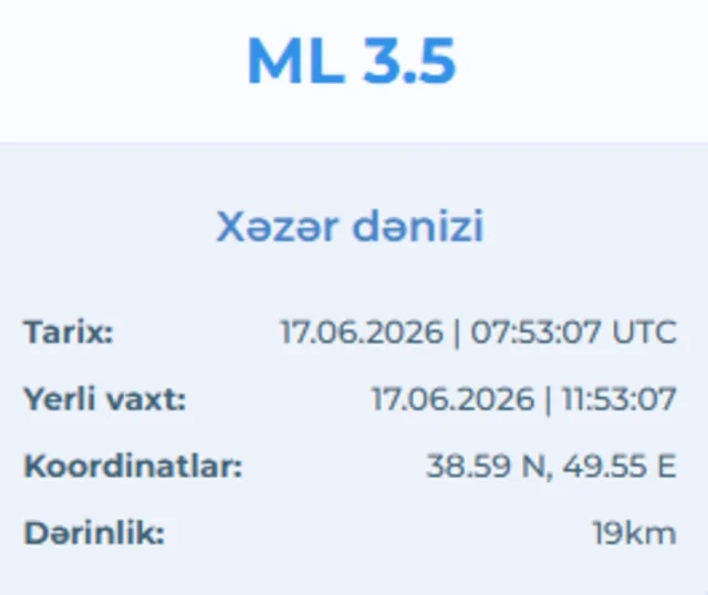 Xəzərdə zəlzələ olub