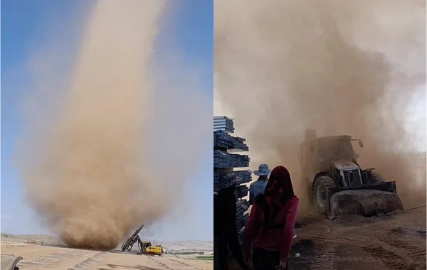 Türkiyədə tikinti sahəsində nəhəng burulğan yarandı - VİDEO