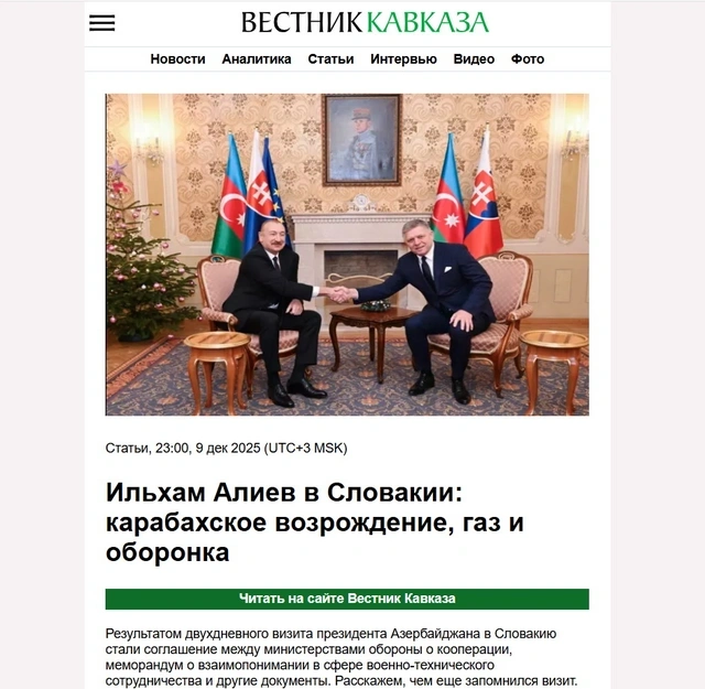 Azərbaycan Prezidentinin Slovakiyaya səfəri beynəlxalq medianın diqqət mərkəzində olub