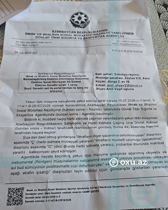 Bakıda "yararsızdır" qərarı verilən gənci əsgər aparıblar? - AÇIQLAMA - FOTO
