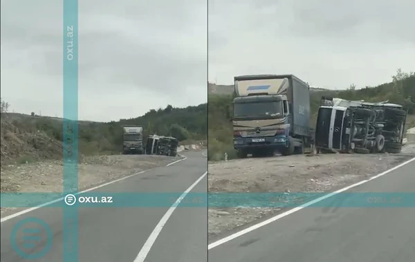 Şamaxı-İsmayıllı yolunda yük maşını aşdı - VİDEO