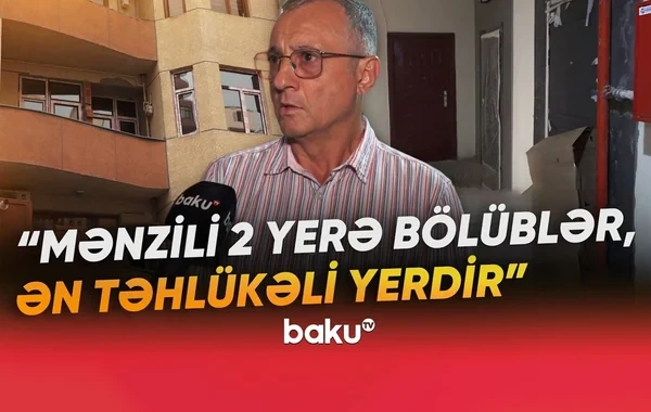 Bakıda 16 mərtəbəli binada TƏHLÜKƏ: Daşıyıcı divarı dağıdıb qapı açdılar - VİDEO