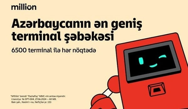 Milliön 6500 terminal ilə ölkənin ən geniş ödəniş şəbəkəsidir