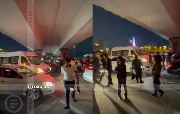 Metronun "Koroğlu" stansiyasının qarşısında sıxlıq yarandı - Video