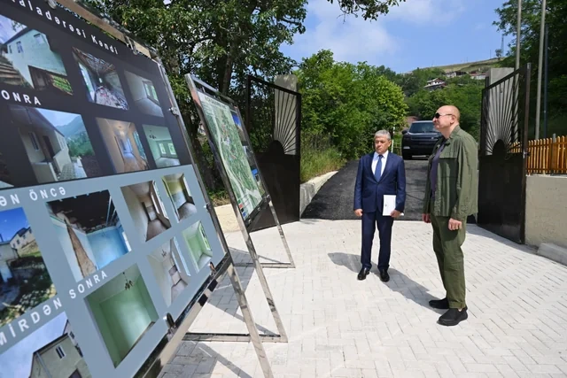 Prezident Kiçik Qaladərəsində görülən işlərlə tanış olub və kəndə qayıdan sakinlərlə görüşüb - FOTO