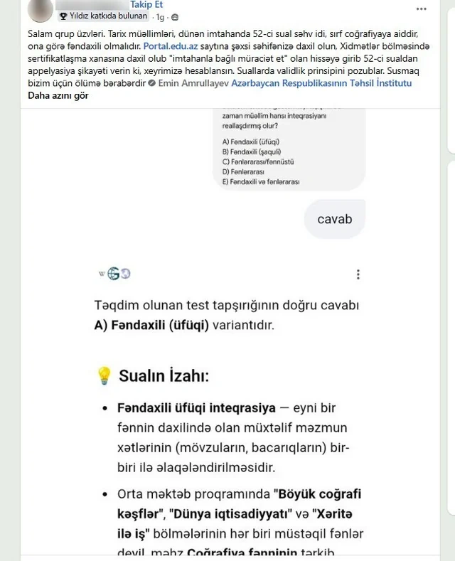 Sertifikatlaşdırma ilə bağlı tarix müəllimləri ayağa qalxdılar: Dörd sualın ləğvini istəyirlər - FOTO